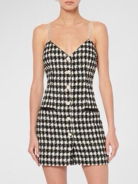 Cami NYC Magaly Tweed Dress Black White Metallic Size 10 NWT